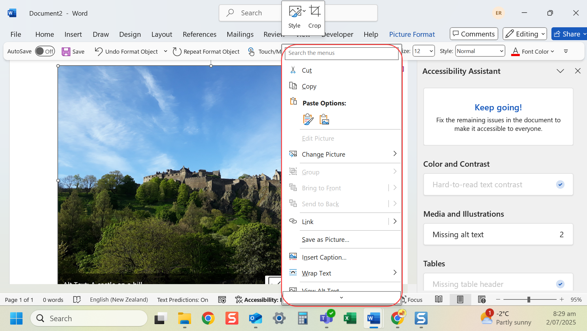 Right-click the image to open the context menu