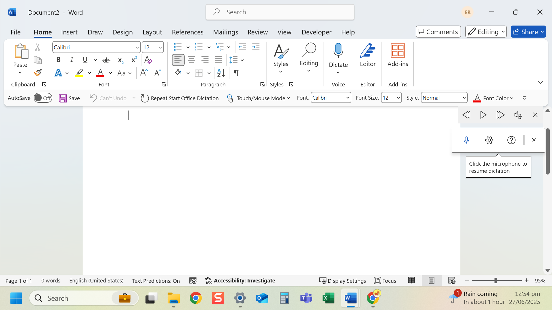 Open the 'Home' tab in Microsoft Word