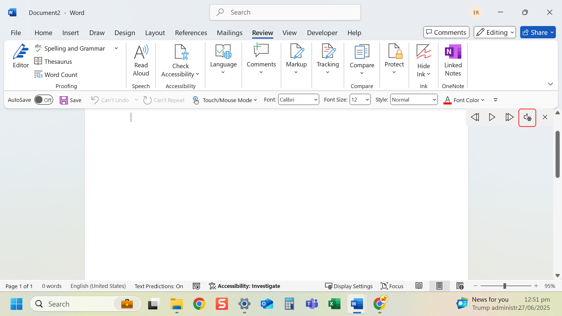 Use the 'X' button to close the toolbar