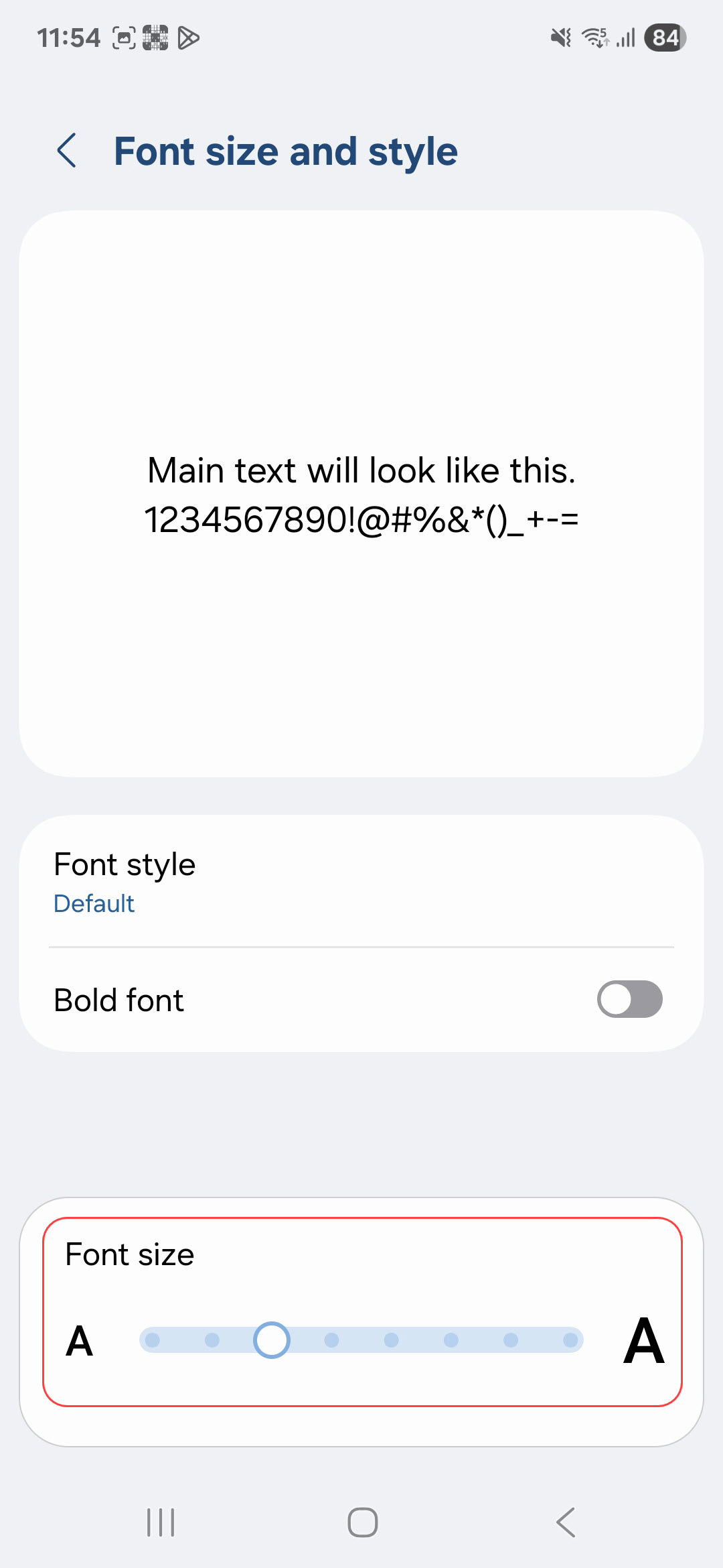 Adjust the font size using the slider