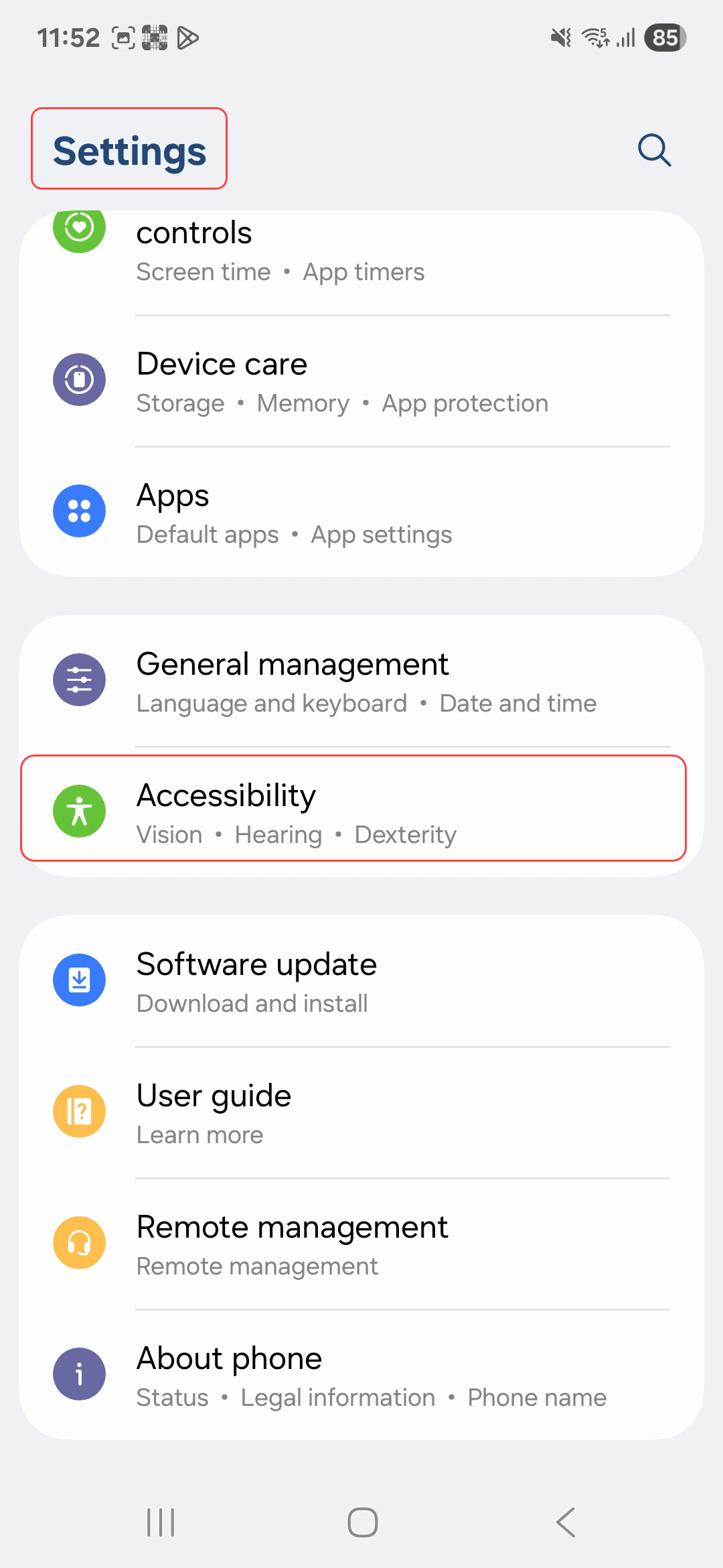 Navigate to Accessibility in Settings