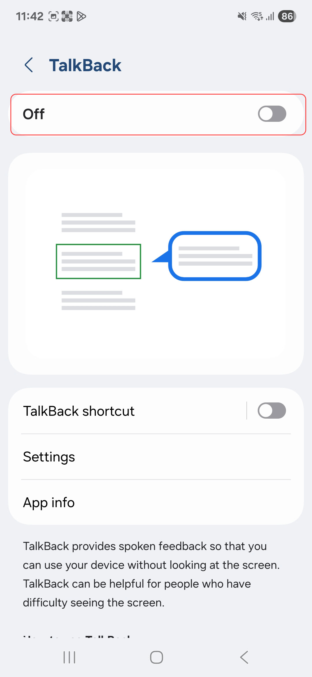 Toggle TalkBack on
