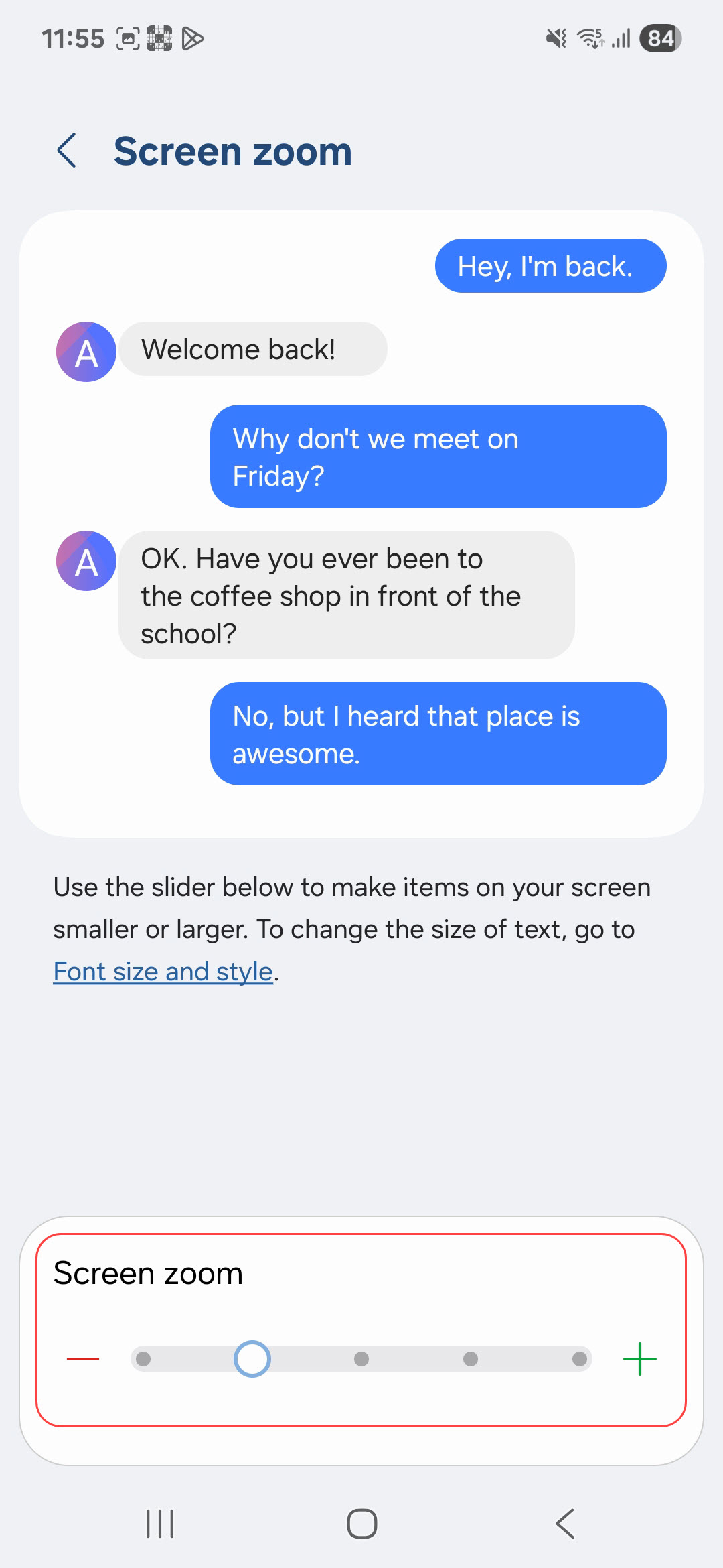 Adjust the zoom slider