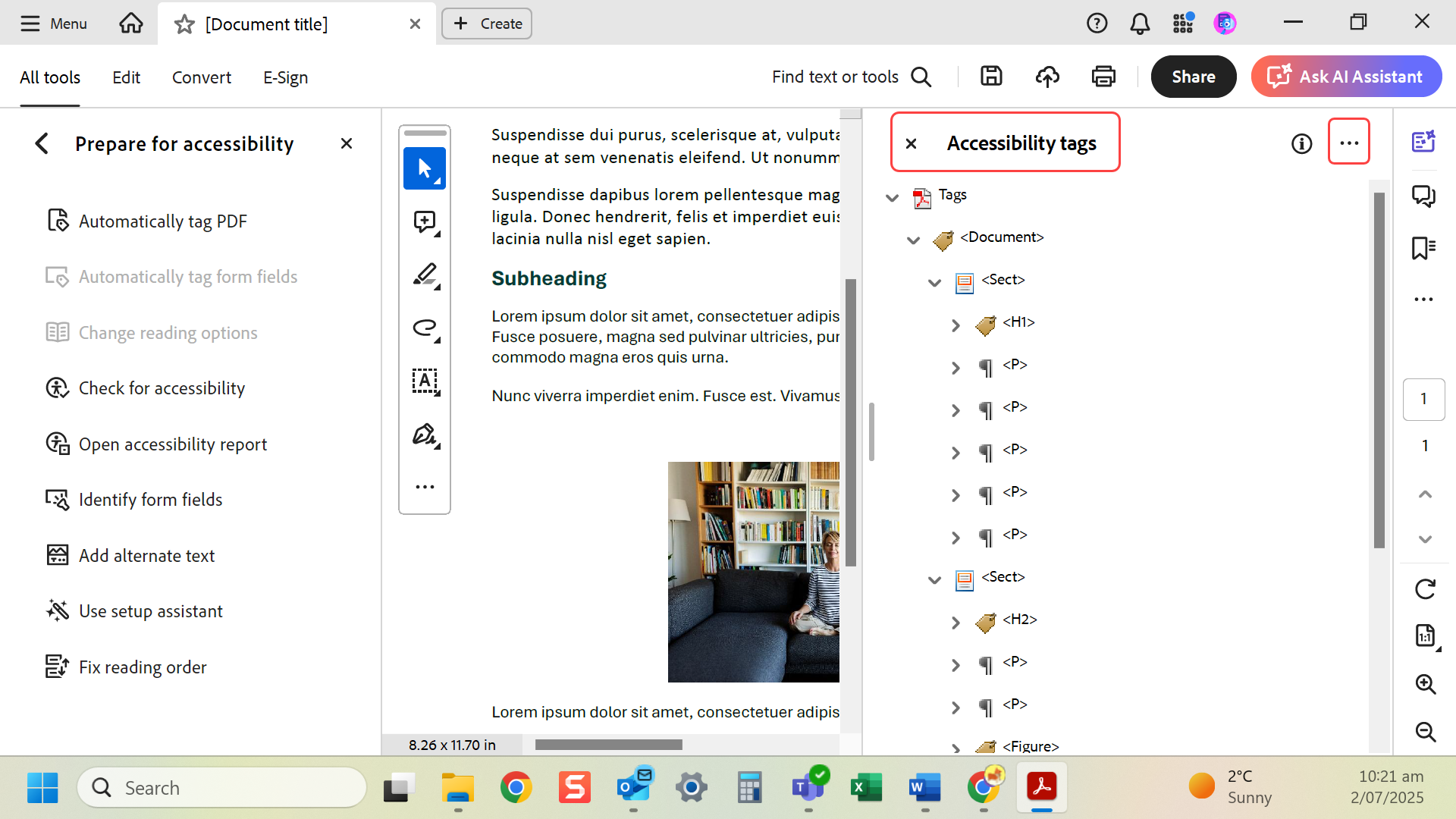 View and edit the accessibility tags
