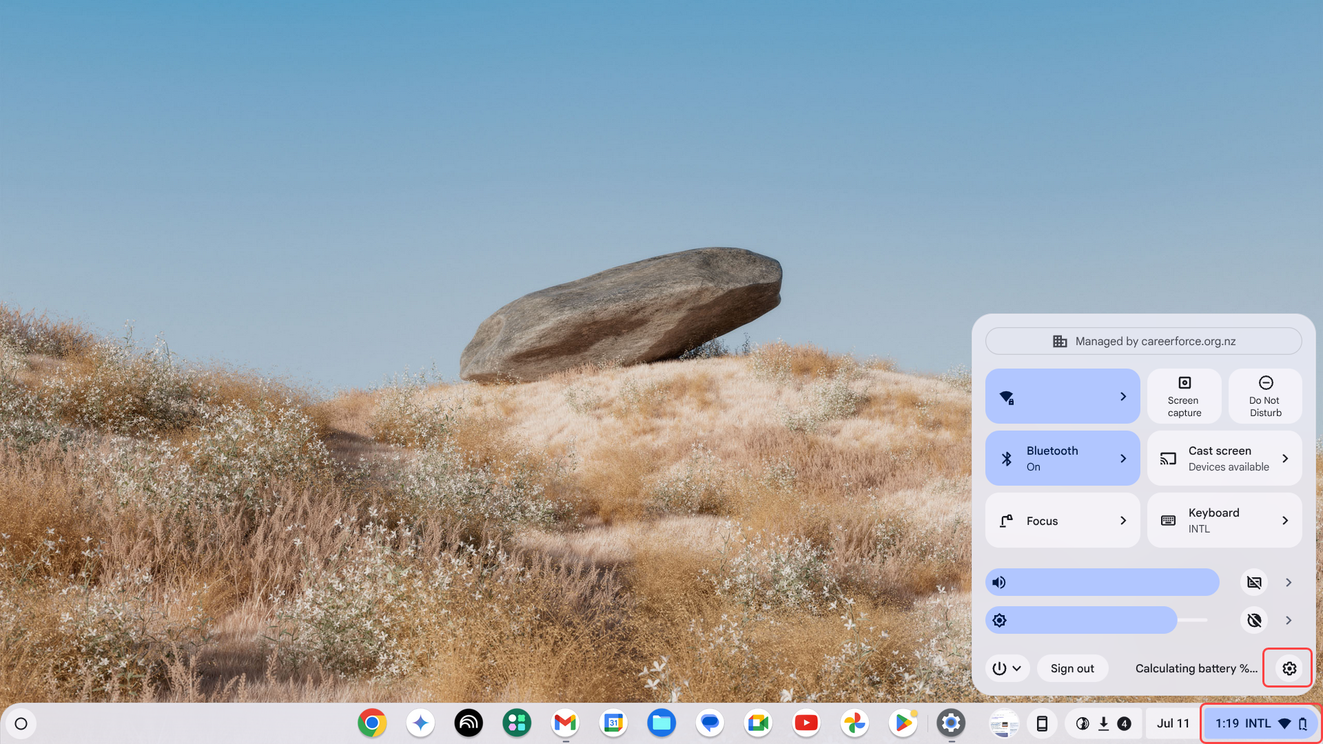 Open the Quick Settings panel