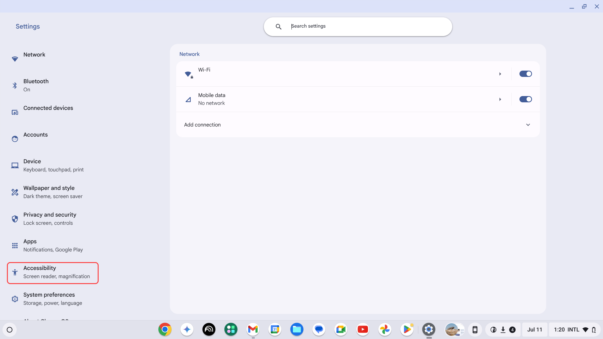 Select Accessibility from Quick Settings