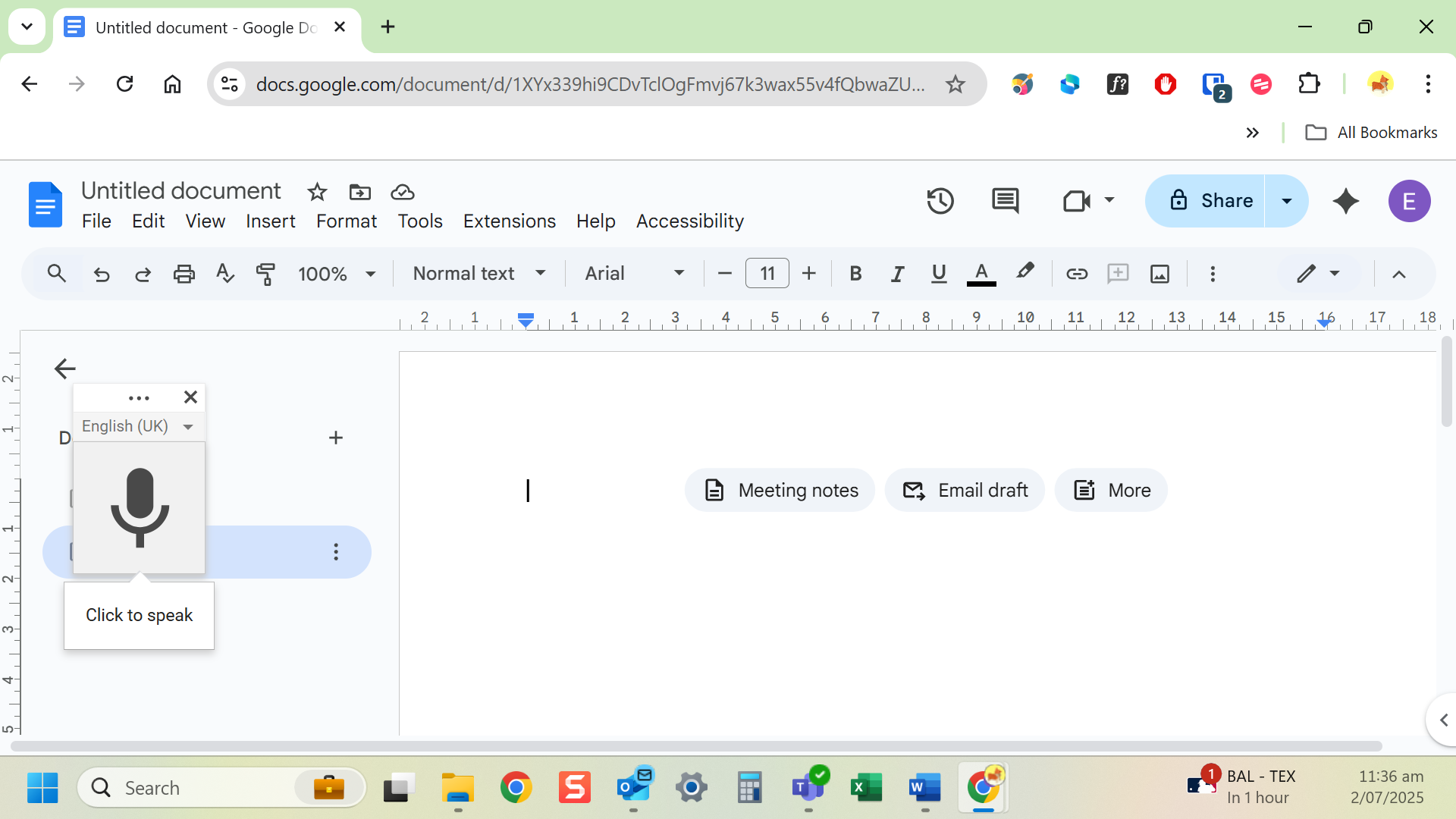 Click the microphone icon to begin speaking
