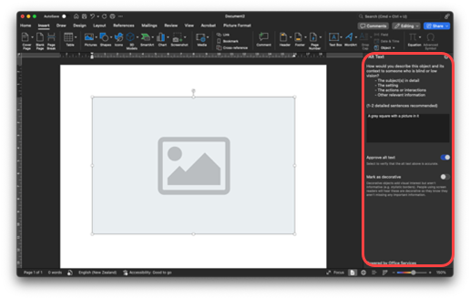 Right-click the image and select Edit Alt Text