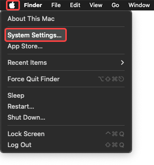 Navigate to System Settings from the Apple menu
