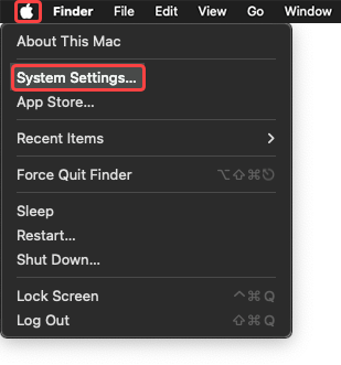 Navigate to System Settings from the Apple menu