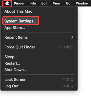 Navigate to System Settings from the Apple menu