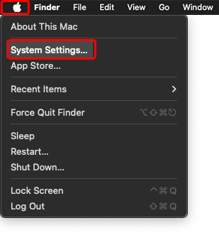 Navigate to System Settings through the Apple menu.