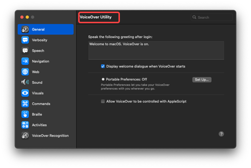 Use VoiceOver Utility to customise voice, speed and navigation. 