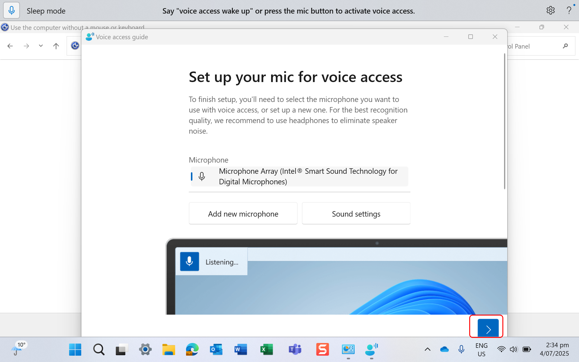Adjust microphone settings
